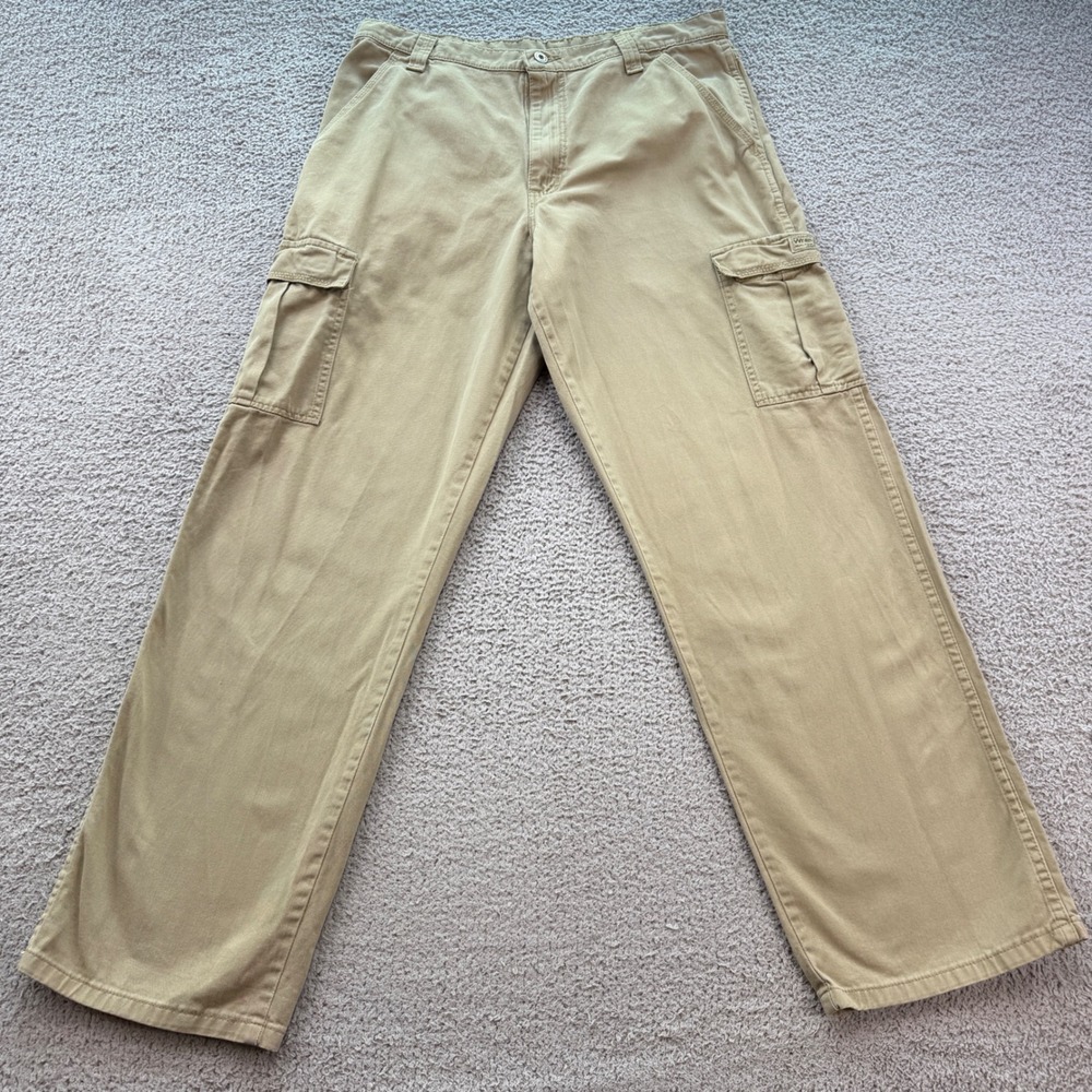 Wrangler Authentic Real Comfort Mens Khaki Cargo Pants 34x32 Tan 70LEWGR